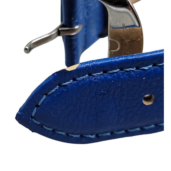 Bertha Ashley Owl Watch Crystal Bezel 38mm Silver Tone 7.5" Blue Leather Band - Picture 6 of 16